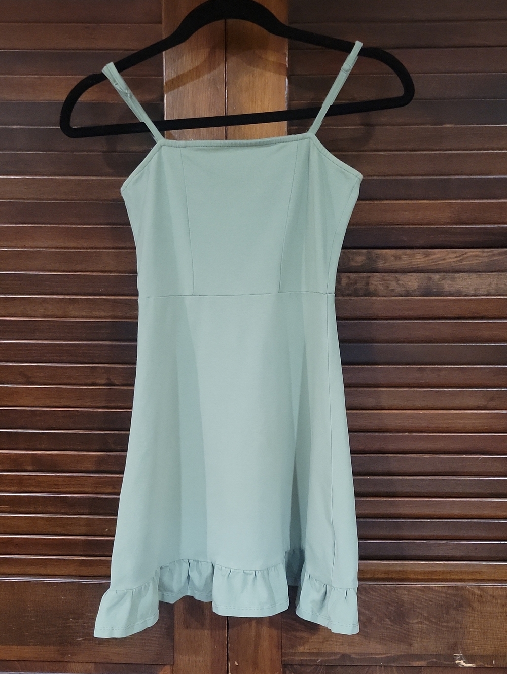 Light Mint Spaghetti Strap Ruffle Hem Dress